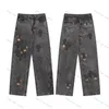 Designer Jeans Luxury New Men's Jeans Straight Trousers Letter Prints Long Style Make Old Washed Purple Jeans 2024