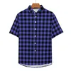 Camisas casuais masculinas retro gingham preto e roxo praia camisa havaí blusas engraçadas homens imprimir plus size