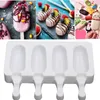 Bakningsformar 4 till och med silikonglass Mögel Summer Mousse Popsicle Food Grade Cake Tray Maker Mold For Bar