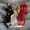 Scarpettestrae di design Donne Donne Pompe Crystal Bowknot Satin Summer Lady Rosso Black Scarpe in pelle vera Cucchi alti per feste Scarpe da ballo