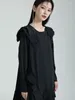 Robes décontractées gothique femmes robe asymétrique lâche manches longues plissée a-ligne haute rue o-cou pull noir es femme