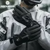 Rockbros Winter Thermal Bike Gloves With Spuckles Screen Touch Reflective Full Finger Gloves Road Fleece Warm Bicycle Gloves 231220