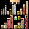 6pcs Dia 57mm Clear Glass Wishing Storage Bottles with Cork Stopper 200ml/550ml Empty Spice Glass Tubes DIY Crafts Jars