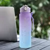 900ML Water Bottle with Straw Motivational Sport Water Bottle for Girls Leakproof Drinking Bottles Outdoor Travel Fitness Jugs 231219
