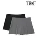 TRAF Mujer moda con pantalones cortos plisados faldas Vintage cintura alta cremallera lateral Mujer Skort Mujer 231220