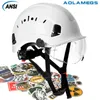 Klättringshjälmar Säkerhetshjälm med skyddsglasögon Mäns konstruktion Hard Hat Högkvalitativ ABS -skydd Hjälmar Arbetar för att arbeta klättring på ridning