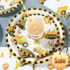 Construction Birthday Party Decorations Boy Kids Backdrop Background Excavator Tractor Engineering Vehicle Baby Shower Decor Party Favor Holiday Supplies