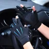 Cycling Gloves Sports Golf Ice Silk Riding Driving Two-Finger Fishing Non-Slip Fitness High-Elastic Ultraviolet Protection