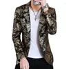 Herenpakken 2023 Leer Spring Bronzing Men Boutique Fashion Slim Fit Suit Jack Wedding Nachtclub Pasen Party Draai Mannelijke kleding