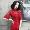 Ethnic Clothing Summer Girl Red Willow Mid-Length Qipao Retro Chinese Style Gown Cheongsam Dress Drop Delivery Apparel Dh5Zg