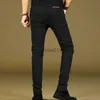 Jeans voor heren Winterfleece jeans voor heren Klassiek Casual Stretch Rechte slanke denimbroek Effen kleur Elastisch Dikke warme herenbroek L231220