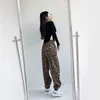 Calças femininas oferta especial 2023 outono vendendo lanterna leopardo padrão cintura alta retro pés casuais soltos unisex