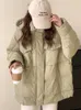 レディースジャケット女性フード付きコットンコート冬シック抹茶グリーンジャケットウォームヴィンテージロングスリーブジッパーパディングパンアウターウェアトップス