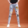 Jeans masculinos nova alta qualidade primavera outono bordado homens calças de brim magros 90s streetwear cowboy denim marca designer hiphop calças l231220 l231220