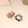 New pattern Splicing Black Onyx ring Classic Fashion Party Jewelry For Women Rose Gold Wedding Luxurious triangle shell rings 278Y