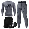 Män 3PC Set Winter Thermal Underwear Compression Sports Suit Long Johns Clothing Tracksuit Wear Training Workout Tights 231220