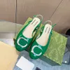 Kvinnors designer Formella skor med läder yttersula 35-42 EURKAL Högkvalitativ designer Flat Black Crystal Buckle Sandals Designer High Heels för sommaren