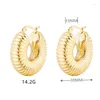 Hoop Ohrringe Vintage Gold Farbe Gewinde C-förmigen Huggie Für Frauen Punk Edelstahl Chunky Gestreiften Halb Hoops Aretes de Mujer