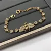 Luxury designer retro little bee Charm Bracelets rhinestone brass material for women party lovers gift jewelry2727