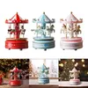 Decorative Figurines Christmas Wooden Carousel Music Box Ornament Hand Painted Turn Horse Shaped Rotating For Valentine Gift Multipurpose