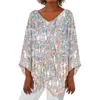 Women's Blouses 3/4 Sleeve Sparkly Shirts For Women Solid Color Tops Short Womens Medium Scrub Jackets