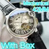 Montre de luxe pour hommes montres automatiques de haute qualité calendrier année mois semaine 42mm 316 bracelet en cuir de veau en acier inoxydable verre minéral montres Superclone