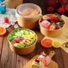 Disposable Take Out Containers Kraft Paper Salad Bowl Disposable Meal Prep Container Take Out Paper Food Bowl Sturdy Eco-Friendly 231219