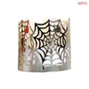 Candle Holders 50Pcs Halloween Web Paper Cut Hollow Flameless Tea Light Lam