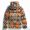 Masculino abaixo da jaqueta de algodão de algodão de parkas, macacão de inverno bege marca xadrez de colarinho de colarinho de colarinho de colar