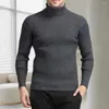 Pulls pour hommes Hommes Tricot Jumper Turtleneck Pull Pull Chaud Automne Hiver Couleur Solide Pull avec Slim Fit côtelé pour