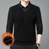 Herrpolos modevarumärke vinter varm polo skjorta långärmad avslappnad hösten fast rutig koreansk helgedom för manliga kläder toppkvalitet 231219