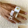 Couple Rings Vintage Heart Rings Set For Women Love Enamel Ring Cute Butterfly Finger Girls Jewelry Gifts Ins Style 220719 Drop Delive Dhsfe