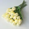 Flores decorativas Venta de boda PU Real Touch Tulipanes artificiales Flor blanca