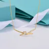 Designer Brand New KnotTiffays Knot Necklace Female Gu Ailing Same Style 18K Plating True Gold Bowknot Collar Chain Exquisite Temperament With logo