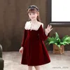 Robes de fille Robes de fille à manches longues vêtements pour enfants coréen adolescents robes de princesse de fête printemps enfants robes de noël rouge noir 4-14 ans