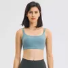 Lu Lu lemens Align Vest Yoga U-hals Gevoerd Training Workout Gym Dames Dubbele bandjes Zweetbestendig Fitness Oefening Sport-bh's Tops Workout Grijs