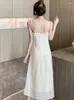 カジュアルドレス2023女性のための白いファッションシックなフリルジャックスリングロングドレス夏の韓国エレガントボディーコンセクシーなクラブ