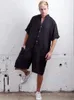 Männer Hosen Sommer Lose Junge Strampler Baumwolle Halbe Hülse Taste 2024 Casual Solide Männer Cargo Overalls Overall Hosen Männliche kleidung