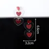 Dangle Earrings Glitter Red Acrylic Love Heart For Women 2023 Trendy Long Peach Hearts Drop Earring Valentine's Day Jewelry