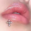 Grupo pequeño de clavos cruzados con incrustaciones de diamantes en acero de titanio, aretes con sentido de diseño único, clavos para el hueso del oído, chica picante dulce y fresca