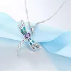 Nieuwe Vrouwen Dragonfly Ontwerp Hanger Ketting 925 Sterling Zilver Blauw Vuur Opaal Kettingen Sieraden voor Lady270f