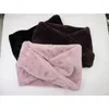 Berets Custom Label Faux Fur Fleece Neck Warmer Bow Crochet Head Scarf Winter For Women
