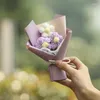 Decorative Flowers Artificial Flower Portable Crochet Floral Shape Bouquet Accessories Decor Office Small Plastic Knit Valentine Gift