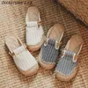 Dress Shoes Ethnic Style Vintage Women Slipper Spring Summer Flat Shoe Linen Shoes Soft Sole Walking Sandal Ladies Shoes Flat Shoes 231219