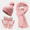 Bérets en gros acrylique 3pcs hiver tricot chapeau écharpe et gants ensemble pour femmes hommes