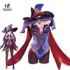 Rolecos Game Genshin Impact Mona Cosplay Costume Mona Cosplay Costume Sexy Women Jumpsuit Halloween Bodysuit Hat Shawl Full Set Y0311x