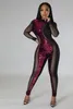 Clothing Summer Sexy Mesh Sequin Patchwork See Through long sleeve Catsuit Jumpsuit women birthday party club outfits 231220