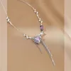 Anhänger-Halsketten, originelle, einzigartige Bedeutung, süßer, cooler Stil, lila Kristall, Liebe, Schlüsselbeinkette, Halskette, ästhetischer Sinn