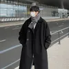 Lungo Cappotto di Polvere Uomo Inverno Trench in stile coreano Uomo Solido Doppio Petto Cappotto di Panno di Lana Allentato Casual Trench Outwear 231220