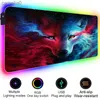 Mouse pads Pulseira Restos RGB Mouse Pad Gamer Mats Animal Wolf Mousepad xxl Teclado de teclado para jogos para jogador PC GLOWSE